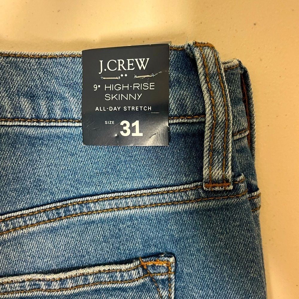 J. Crew High Rise Med Wash Button Fly Cotton Tensel All Day Stretch Jeans Sz 31